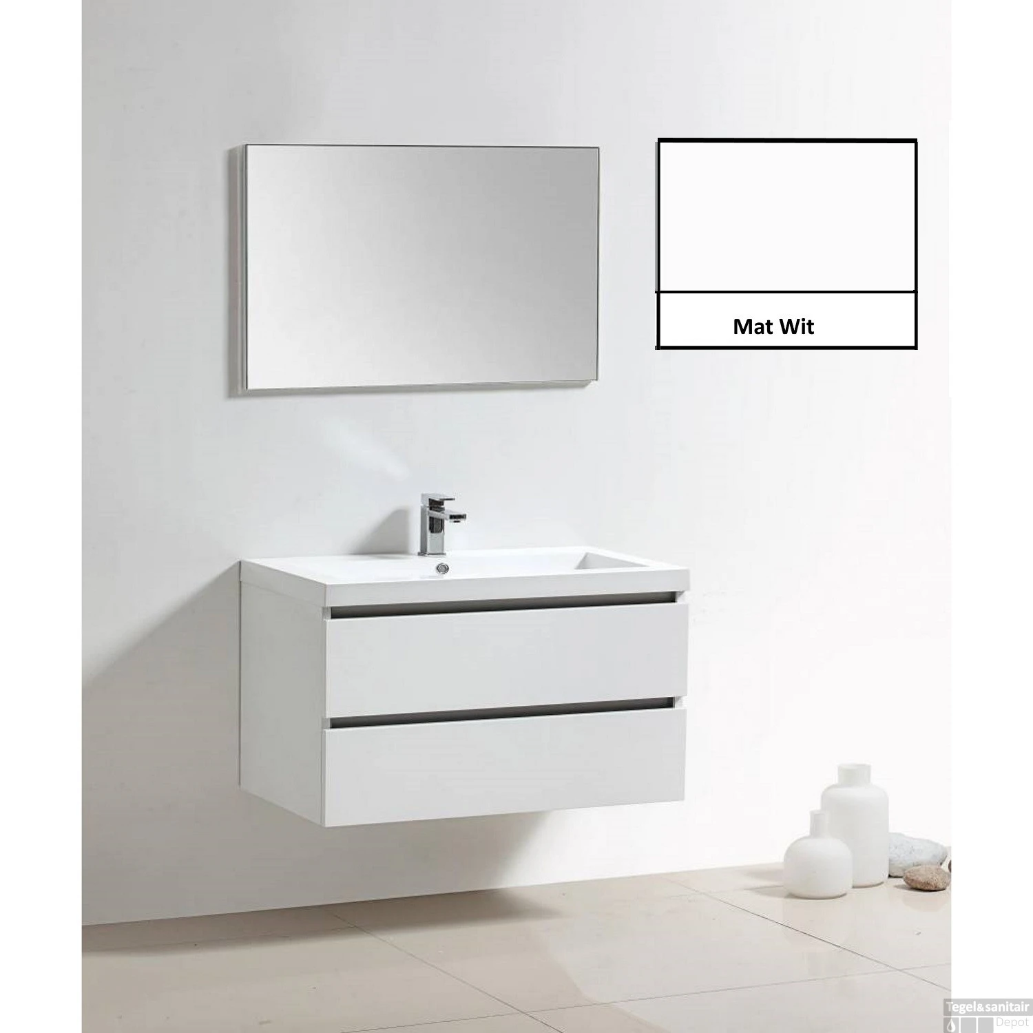 Badkamermeubelset Sanilux Trendline 100x47x50 Cm 1 Kraangat Mat Wit 3 Badkamermeubelset Sanilux Trendline 100x47x50 Cm 1 Kraangat Mat Wit