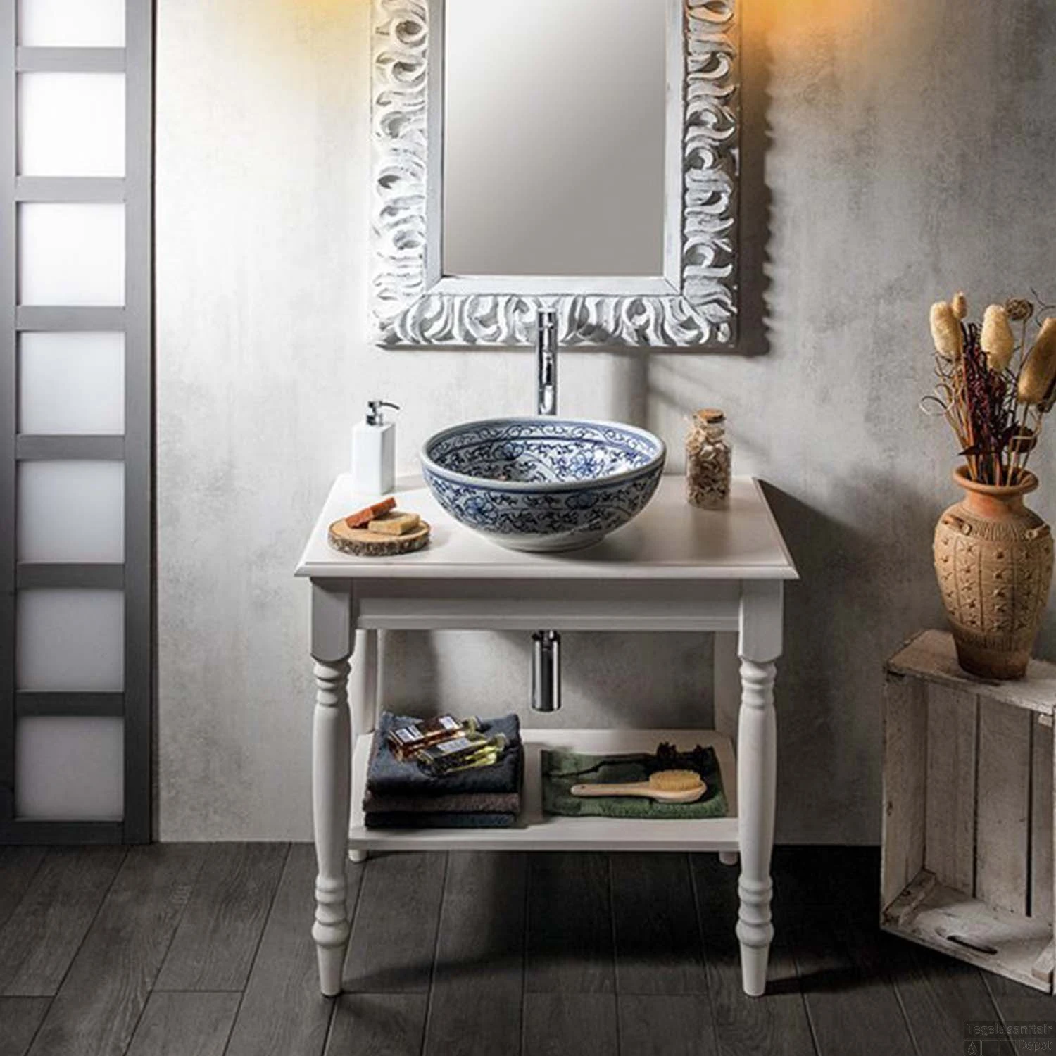 Onderkast Sapho Cimbura 80x50x75cm Oud Wit 4 Onderkast Sapho Cimbura 80x50x75cm Oud Wit - Afbeelding 2