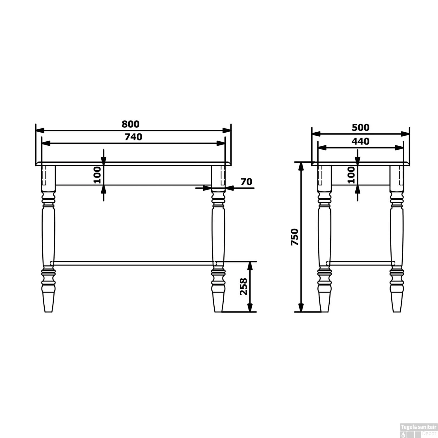 Onderkast Sapho Cimbura 80x50x75cm Oud Wit 6 Onderkast Sapho Cimbura 80x50x75cm Oud Wit - Afbeelding 4