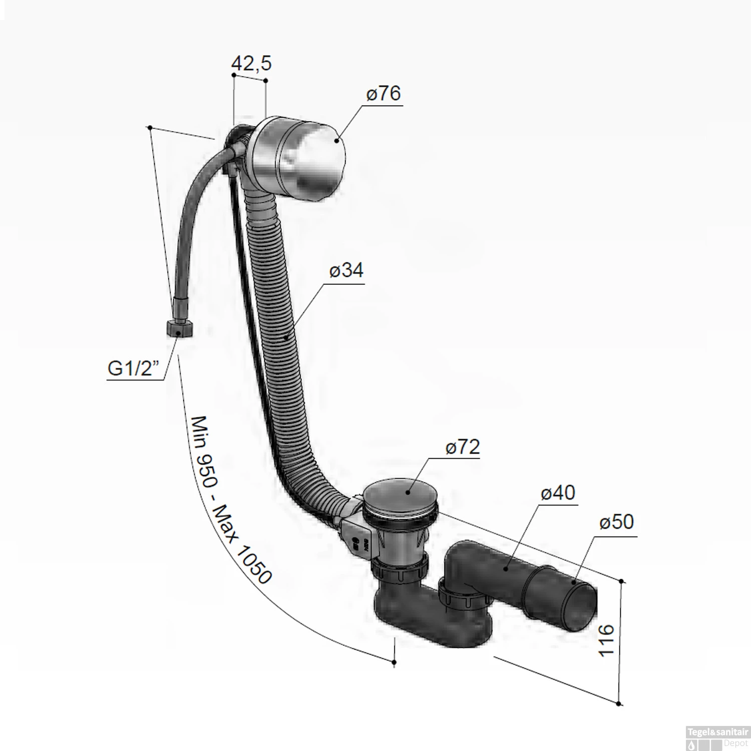 Badoverloop Hotbath Cobber Vulcombinatie Verouderd Messing 5 Badoverloop Hotbath Cobber Vulcombinatie Verouderd Messing - Afbeelding 3