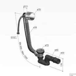 Badoverloop Hotbath Cobber Vulcombinatie Geborsteld Koper -Geberiter Meubels Geschaft p033bc badoverloop hotbath cobber vulcombinatie geborsteld koper tech 1