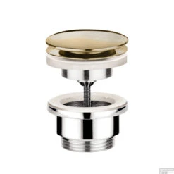 Afvoerplug Hotbath Cobber Always-Open Met Schroef Rond Geborsteld Messing