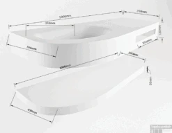 MONDIAZ RIVA 100cm Wastafel Met Planchet Kleur Talc. Wastafel DULCET Links 1 Kraangaten Kleur Talc. -Geberiter Meubels Geschaft riva 100cm left planchet 13188763193814