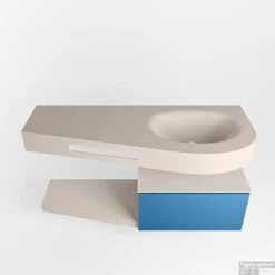 MONDIAZ RIVA 120cm Badmeubel Onderkast / Planchet Kleur Jeans Met 1 Lade. Wastafel DULCET Rechts 1 Kraangat Kleur Linen. -Geberiter Meubels Geschaft riva onderkast jeans planchet dulcet linen google 3 0009