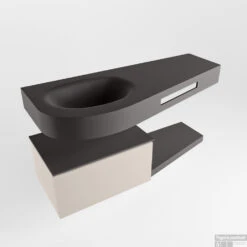 MONDIAZ RIVA 120cm Badmeubel Onderkast / Planchet Kleur Linen Met 1 Lade. Wastafel DULCET Links 1 Kraangat Kleur Dark_Grey. -Geberiter Meubels Geschaft riva onderkast linen planchet dulcet dark grey google 1 0008