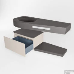 MONDIAZ RIVA 120cm Badmeubel Onderkast / Planchet Kleur Linen Met 1 Lade. Wastafel DULCET Links 1 Kraangat Kleur Dark_Grey. -Geberiter Meubels Geschaft riva onderkast linen planchet dulcet dark grey google 5 0008