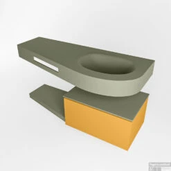 MONDIAZ RIVA 120cm Badmeubel Onderkast / Planchet Kleur Ocher Met 1 Lade. Wastafel DULCET Rechts 0 Kraangaten Kleur Army. -Geberiter Meubels Geschaft riva onderkast ocher planchet dulcet army google 1 0007