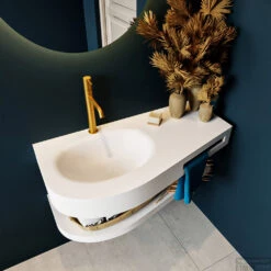 MONDIAZ RIVA 100cm Wastafel Met Planchet Kleur Talc. Wastafel DULCET Links 1 Kraangaten Kleur Talc. -Geberiter Meubels Geschaft riva planchet talc dulcet talc top 0004