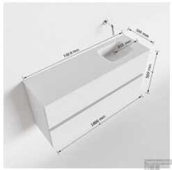 MONDIAZ ADA 100cm Toiletmeubel Fire. LEX Wastafel Talc Rechts 1 Kraangat -Geberiter Meubels Geschaft tekening ada 100cm rechts 2557512589328 1