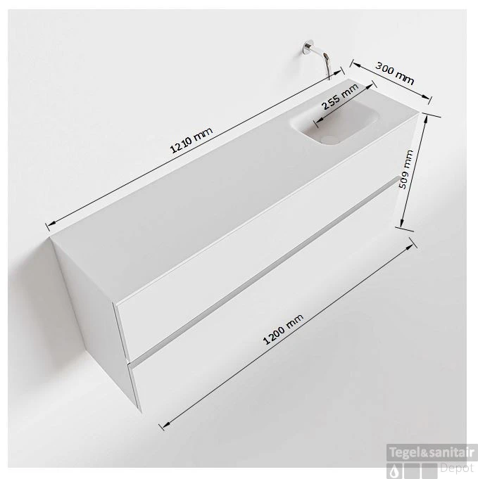 MONDIAZ ADA 120cm Toiletmeubel Dark Brown. LEX Wastafel Urban Rechts 1 Kraangat 7 MONDIAZ ADA 120cm Toiletmeubel Dark Brown. LEX Wastafel Urban Rechts 1 Kraangat - Afbeelding 5