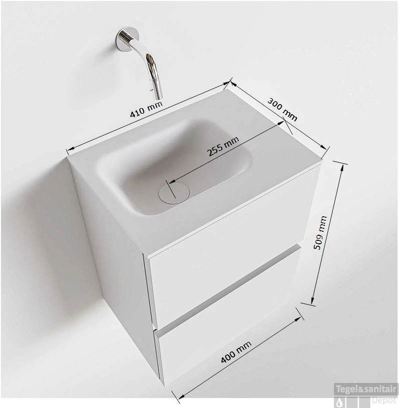 MONDIAZ ADA 40cm Toiletmeubel Ocher. LEX Wastafel Talc Links 1 Kraangat 7 MONDIAZ ADA 40cm Toiletmeubel Ocher. LEX Wastafel Talc Links 1 Kraangat - Afbeelding 5