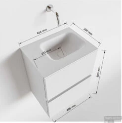 MONDIAZ ADA 40cm Toiletmeubel Cale. LEX Wastafel Talc Rechts Zonder Kraangat -Geberiter Meubels Geschaft tekening ada 40cm rechts 2557512588884