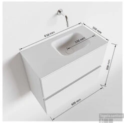 MONDIAZ ADA 60cm Toiletmeubel Smoke. LEX Wastafel Talc Rechts Zonder Kraangat -Geberiter Meubels Geschaft tekening ada 60cm rechts 2557512589019 3