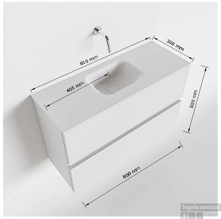MONDIAZ ADA 80cm Toiletmeubel Talc. LEX Wastafel Talc Midden 1 Kraangat 7 MONDIAZ ADA 80cm Toiletmeubel Talc. LEX Wastafel Talc Midden 1 Kraangat - Afbeelding 5