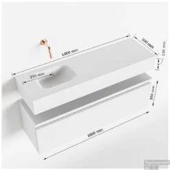 MONDIAZ ANDOR 100cm Toiletmeubel Ocher. LEX 100cm Wastafel Urban Links 1 Kraangat -Geberiter Meubels Geschaft tekening andor 100cm links 3182512631693 1