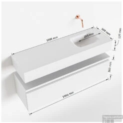 MONDIAZ ANDOR 100cm Toiletmeubel Army. LEX 100cm Wastafel Talc Rechts 1 Kraangat -Geberiter Meubels Geschaft tekening andor 100cm rechts 3182512631774 1