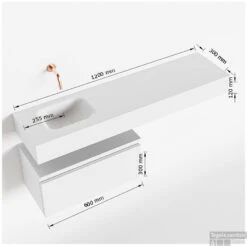 MONDIAZ ANDOR 60cm Toiletmeubel Dark Brown. LEX 120cm Wastafel Talc Links 1 Kraangat -Geberiter Meubels Geschaft tekening andor 120cm links 60cm onderkast 3182512631848 1