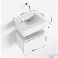 MONDIAZ ANDOR 40cm Toiletmeubel Army. LEX 40cm Wastafel Talc Rechts Geen Kraangat -Geberiter Meubels Geschaft tekening andor 40cm rechts 3182512628536