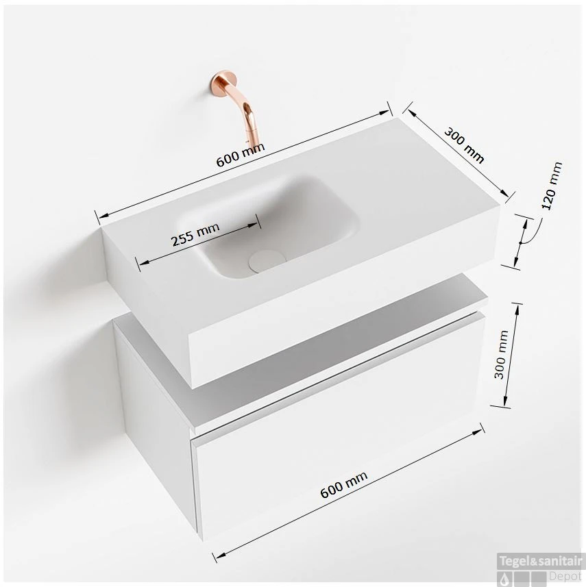 MONDIAZ ANDOR 60cm Toiletmeubel Washed Oak. LEX 60cm Wastafel Talc Links Geen Kraangat 7 MONDIAZ ANDOR 60cm Toiletmeubel Washed Oak. LEX 60cm Wastafel Talc Links Geen Kraangat - Afbeelding 5