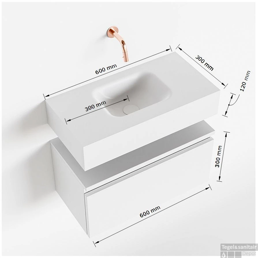 MONDIAZ ANDOR 60cm Toiletmeubel Washed Oak. LEX 60cm Wastafel Urban Midden 1 Kraangat 7 MONDIAZ ANDOR 60cm Toiletmeubel Washed Oak. LEX 60cm Wastafel Urban Midden 1 Kraangat - Afbeelding 5