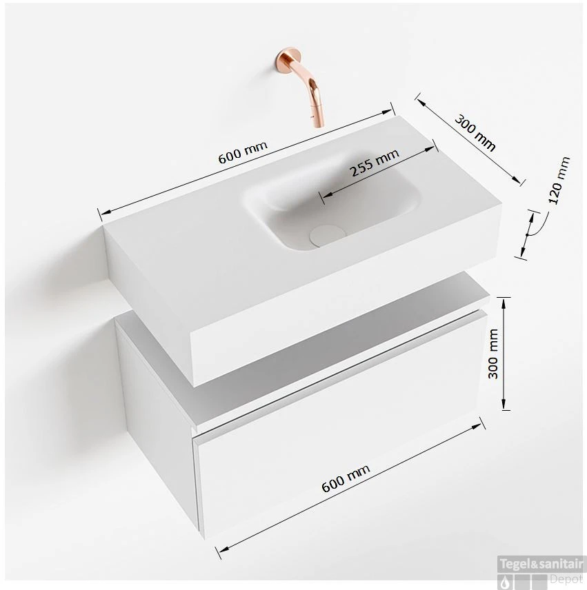 MONDIAZ ANDOR 60cm Toiletmeubel Army. LEX 60cm Wastafel Urban Rechts 1 Kraangat 7 MONDIAZ ANDOR 60cm Toiletmeubel Army. LEX 60cm Wastafel Urban Rechts 1 Kraangat - Afbeelding 5