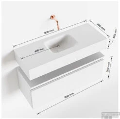 MONDIAZ ANDOR 80cm Toiletmeubel Smoke. LEX 80cm Wastafel Talc Midden 1 Kraangat -Geberiter Meubels Geschaft tekening andor 80cm midden 3182512631473