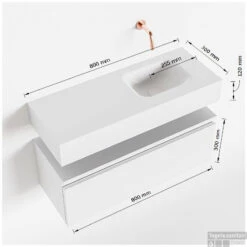 MONDIAZ ANDOR 80cm Toiletmeubel Smoke. LEX 80cm Wastafel Talc Rechts 1 Kraangat -Geberiter Meubels Geschaft tekening andor 80cm rechts 3182512631520