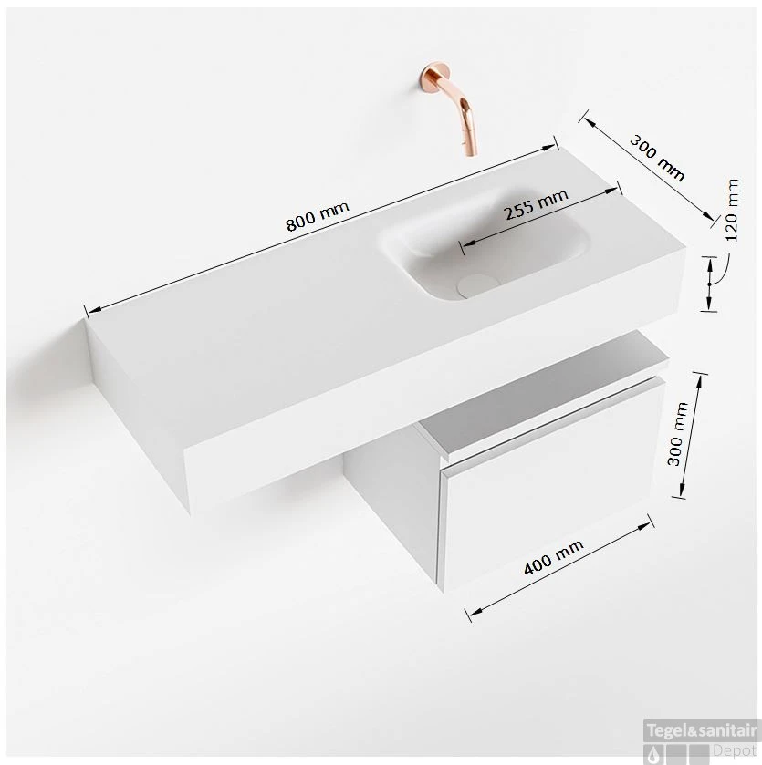 MONDIAZ ANDOR 40cm Toiletmeubel Washed Oak. LEX 80cm Wastafel Urban Rechts 1 Kraangat 7 MONDIAZ ANDOR 40cm Toiletmeubel Washed Oak. LEX 80cm Wastafel Urban Rechts 1 Kraangat - Afbeelding 5