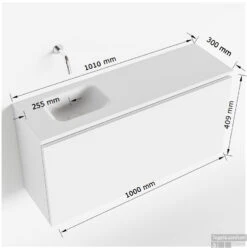 MONDIAZ OLAN 100cm Toiletmeubel Army. LEX Wastafel Talc Links 1 Kraangat -Geberiter Meubels Geschaft tekening olan 100 cm links 3182512619760