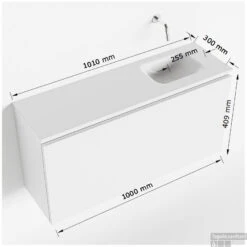 MONDIAZ OLAN 100cm Toiletmeubel Linen. LEX Wastafel Urban Rechts Geen Kraangat -Geberiter Meubels Geschaft tekening olan 100 cm rechts 3182512619629