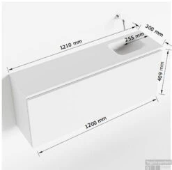 MONDIAZ OLAN 120cm Toiletmeubel Army. LEX Wastafel Talc Rechts Geen Kraangat -Geberiter Meubels Geschaft tekening olan 120 cm rechts 3182512619841 1