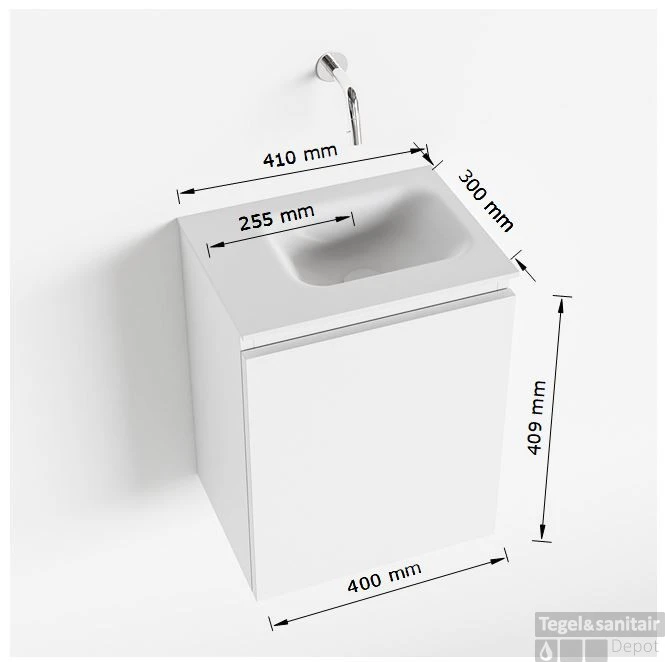 MONDIAZ OLAN 40cm Toiletmeubel Ocher. LEX Wastafel Talc Rechts Geen Kraangat 7 MONDIAZ OLAN 40cm Toiletmeubel Ocher. LEX Wastafel Talc Rechts Geen Kraangat - Afbeelding 5