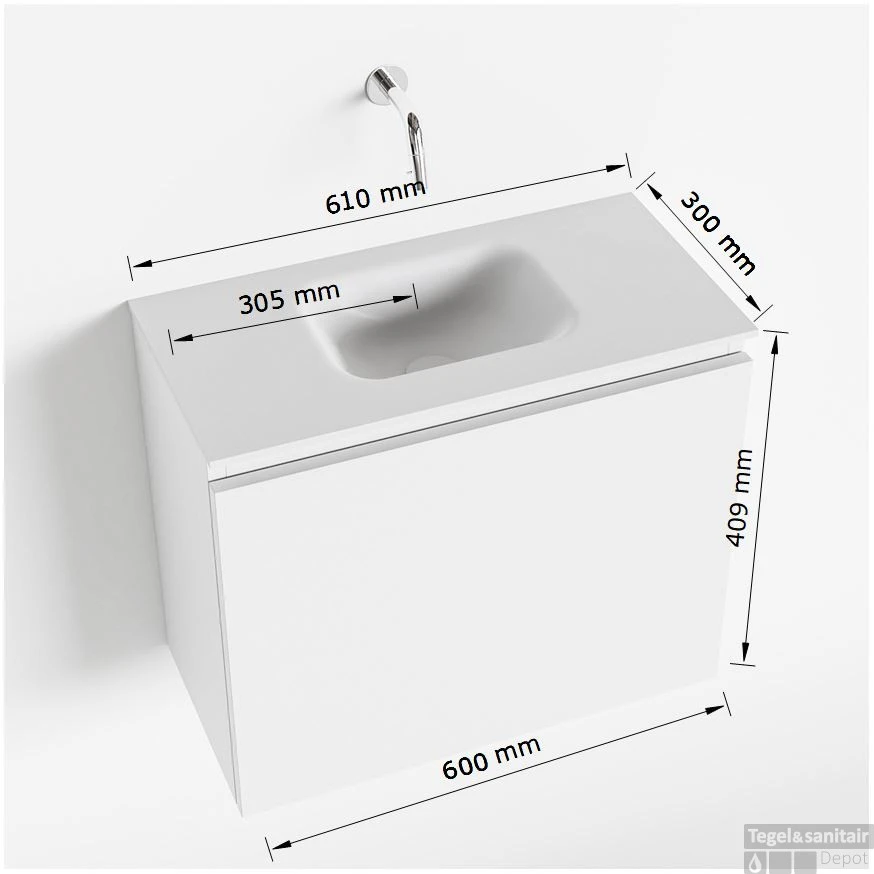 MONDIAZ OLAN 60cm Toiletmeubel Dark Brown. LEX Wastafel Talc Midden 1 Kraangat 7 MONDIAZ OLAN 60cm Toiletmeubel Dark Brown. LEX Wastafel Talc Midden 1 Kraangat - Afbeelding 5