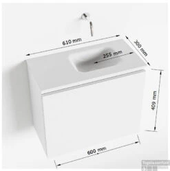 MONDIAZ OLAN 60cm Toiletmeubel Army. LEX Wastafel Urban Rechts Geen Kraangat -Geberiter Meubels Geschaft tekening olan 60 cm rechts 3182512619348