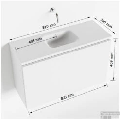 MONDIAZ OLAN 80cm Toiletmeubel Fire. LEX Wastafel Urban Midden Geen Kraangat -Geberiter Meubels Geschaft tekening olan 80 cm midden 3182512619565 1