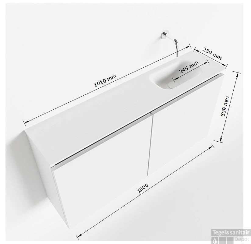 MONDIAZ TURE 100cm Toiletmeubel Dark Grey. EDEN Wastafel Talc Rechts 1 Kraangat 7 MONDIAZ TURE 100cm Toiletmeubel Dark Grey. EDEN Wastafel Talc Rechts 1 Kraangat - Afbeelding 5