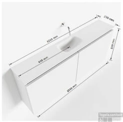 MONDIAZ TURE 120cm Toiletmeubel Dark Brown. EDEN Wastafel Talc Midden 1 Kraangat -Geberiter Meubels Geschaft tekening ture 120 cm midden 3182512613881