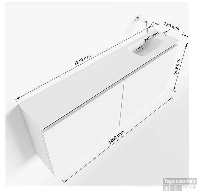 MONDIAZ TURE 120cm Toiletmeubel Army. EDEN Wastafel Talc Rechts Geen Kraangat 7 MONDIAZ TURE 120cm Toiletmeubel Army. EDEN Wastafel Talc Rechts Geen Kraangat - Afbeelding 5