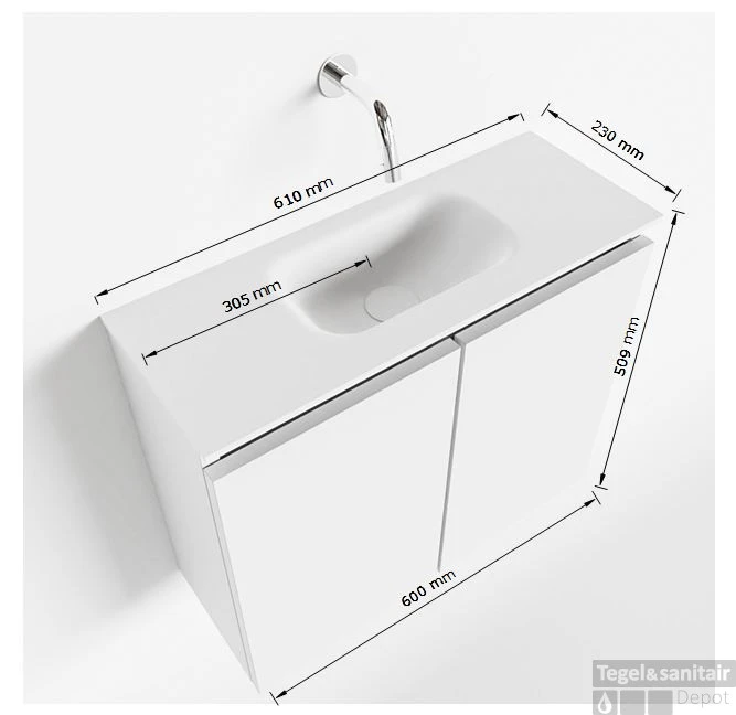 MONDIAZ TURE 60cm Toiletmeubel Linen. EDEN Wastafel Talc Midden 1 Kraangat 7 MONDIAZ TURE 60cm Toiletmeubel Linen. EDEN Wastafel Talc Midden 1 Kraangat - Afbeelding 5