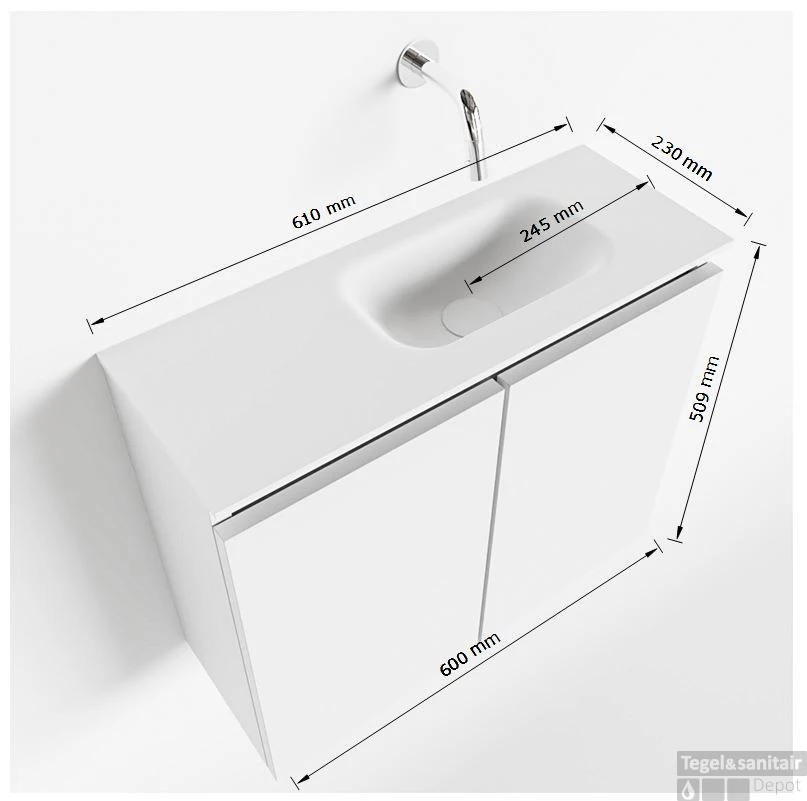 MONDIAZ TURE 60cm Toiletmeubel Light Brown Grey. EDEN Wastafel Urban Rechts Geen Kraangat 7 MONDIAZ TURE 60cm Toiletmeubel Light Brown Grey. EDEN Wastafel Urban Rechts Geen Kraangat - Afbeelding 5