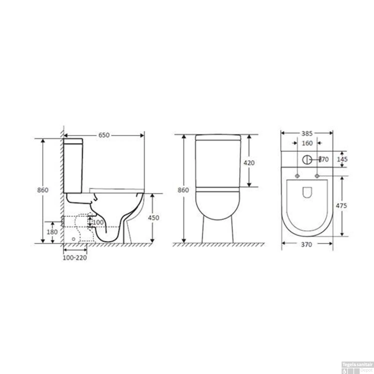 Toiletpot Differnz Staand Duoblok Rimless Mat Zwart 8 Toiletpot Differnz Staand Duoblok Rimless Mat Zwart - Afbeelding 6