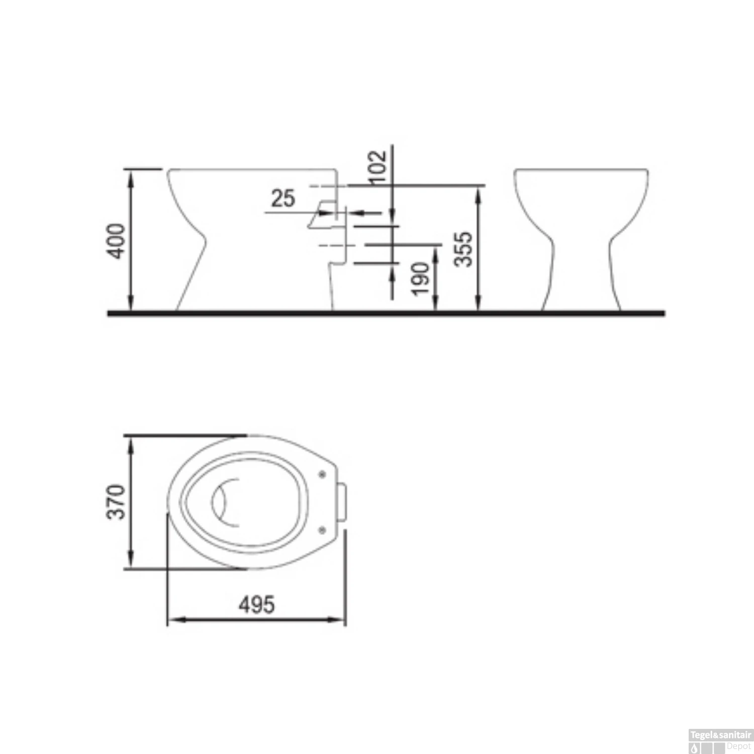 Toiletpot Plieger Smart Diepspoel PK Wit 4 Toiletpot Plieger Smart Diepspoel PK Wit - Afbeelding 2