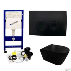 Geberit UP100 Toiletset Compleet | Inbouwreservoir | Rimless Civita Mat Zwart Met Drukplaat -Geberiter Meubels Geschaft toiletset geberit up100 set44 bws shop