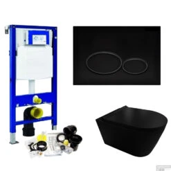 Geberit UP320 Toiletset Compleet | Inbouwreservoir | Civita Black Randloos Mat Zwart | Set 44 Met Drukplaat -Geberiter Meubels Geschaft toiletset geberit up320 set44 milo shop 2