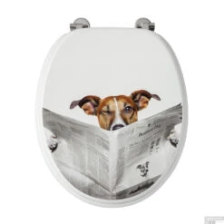 Toiletzitting Allibert Decor Business Dog 37,3x5,6x44,8 Cm MDF Inox Scharnieren 6 Toiletzitting Allibert Decor Business Dog 37,3x5,6x44,8 Cm MDF Inox Scharnieren -Geberiter Meubels Geschaft toiletzitting allibert decor business dog detail