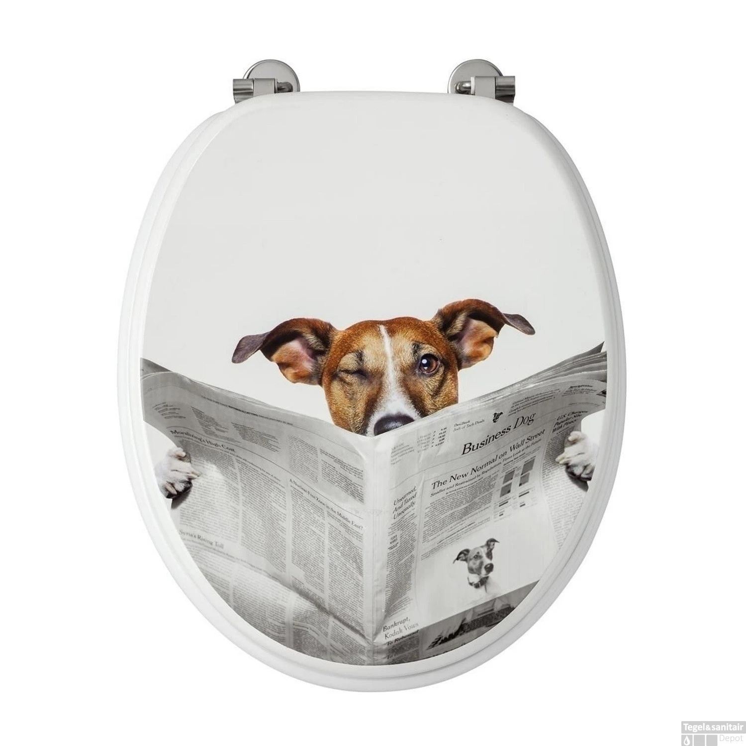Toiletzitting Allibert Decor Business Dog 37,3x5,6x44,8 Cm MDF Inox Scharnieren 4 Toiletzitting Allibert Decor Business Dog 37,3x5,6x44,8 Cm MDF Inox Scharnieren - Afbeelding 2