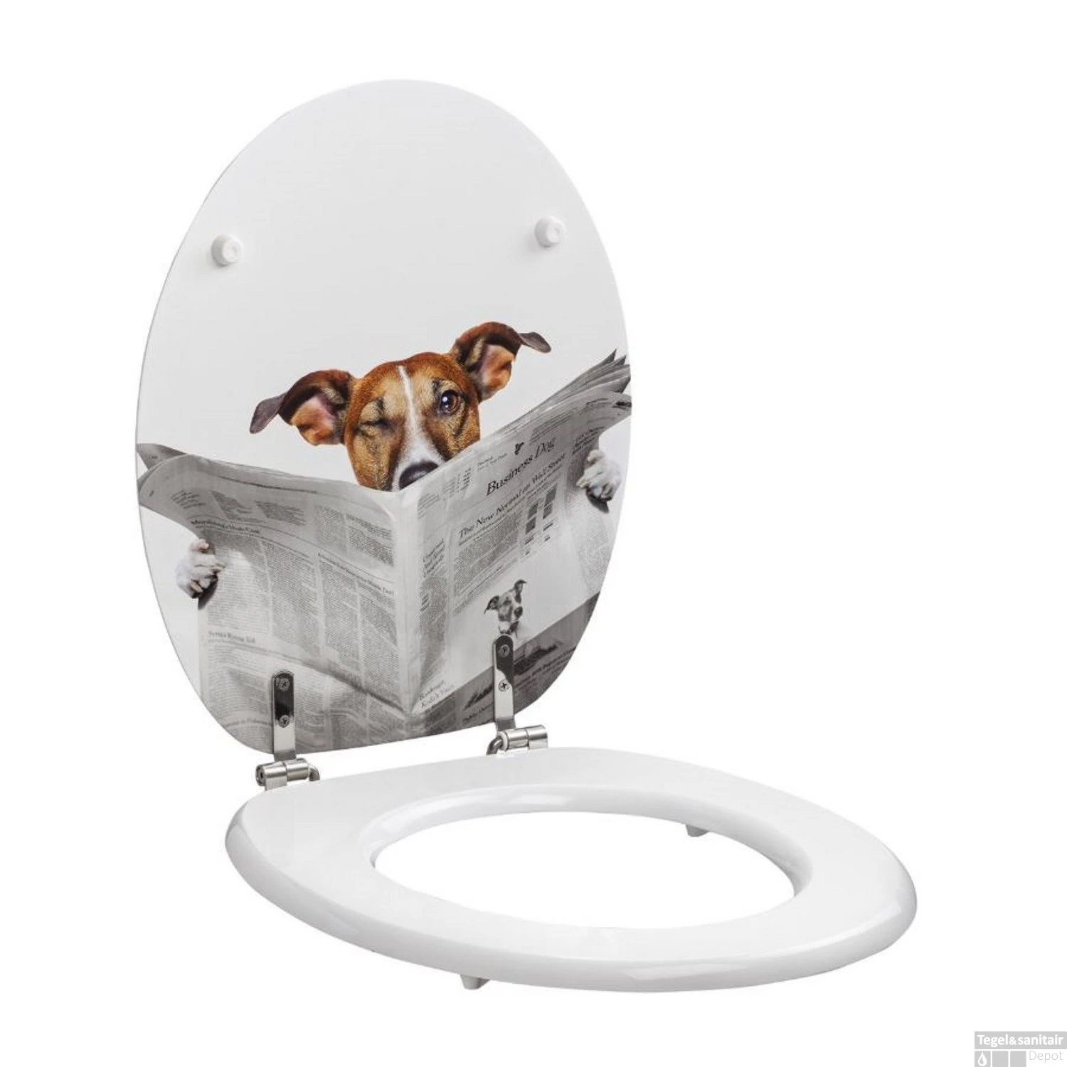 Toiletzitting Allibert Decor Business Dog 37,3x5,6x44,8 Cm MDF Inox Scharnieren 3 Toiletzitting Allibert Decor Business Dog 37,3x5,6x44,8 Cm MDF Inox Scharnieren