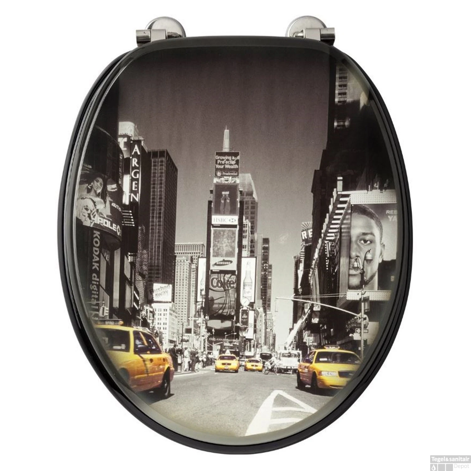 Toiletzitting Allibert Decor New York 37,3x5,6x44,8 Cm MDF Inox Scharnieren 4 Toiletzitting Allibert Decor New York 37,3x5,6x44,8 Cm MDF Inox Scharnieren - Afbeelding 2