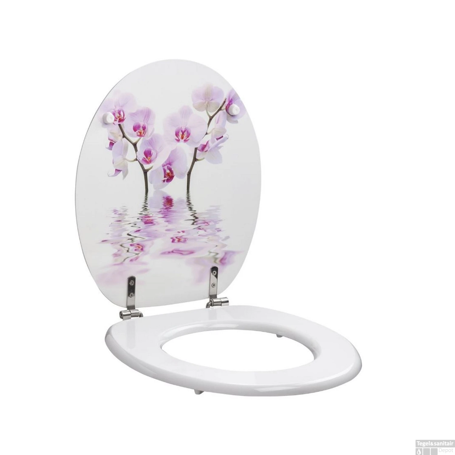 Toiletzitting Allibert Decor Orchidee 37,3x5,6x44,8 Cm MDF Inox Scharnieren 3 Toiletzitting Allibert Decor Orchidee 37,3x5,6x44,8 Cm MDF Inox Scharnieren