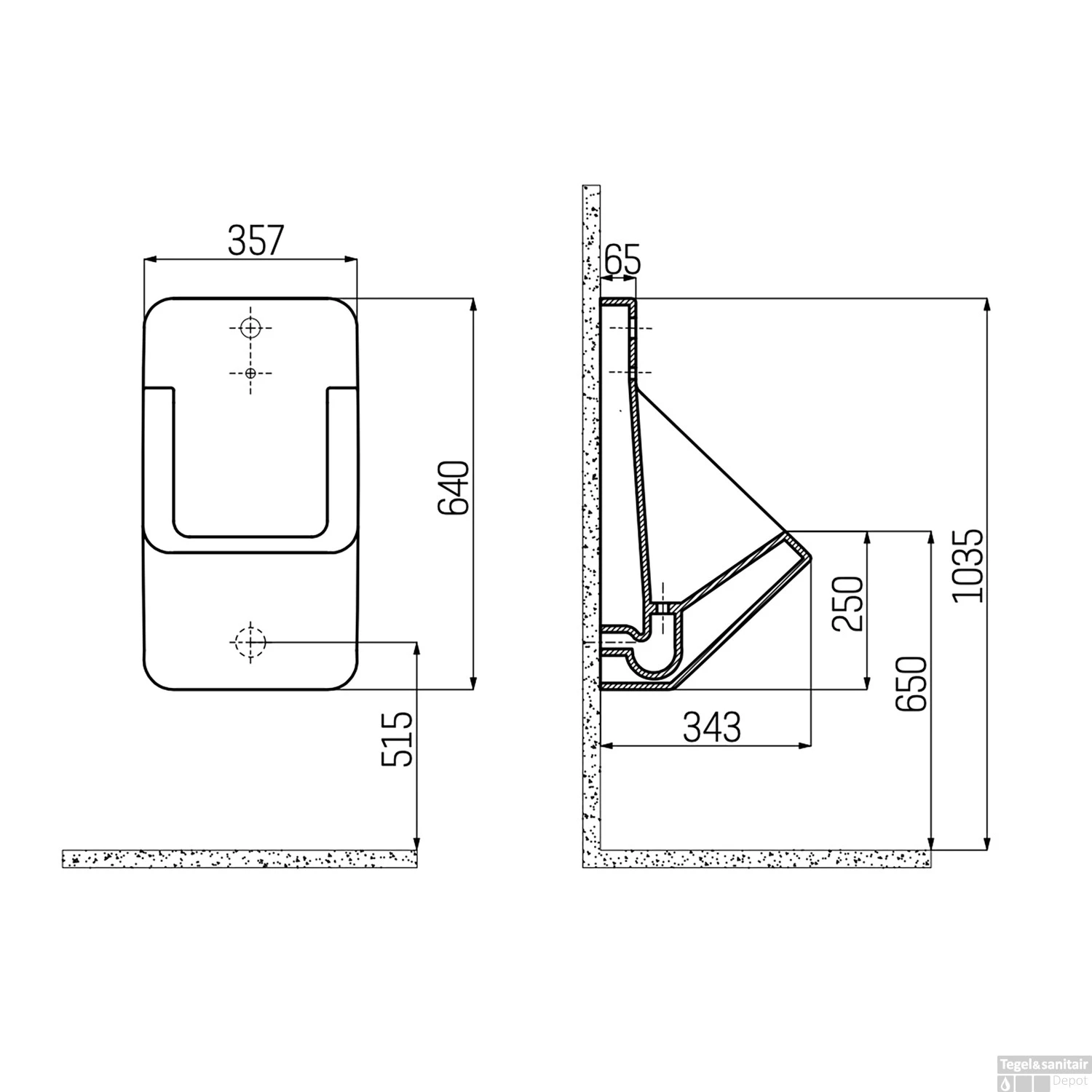 Urinoir Boss & Wessing Aloni 35,7x64 Cm Met Sensor Wit - Afbeelding 2